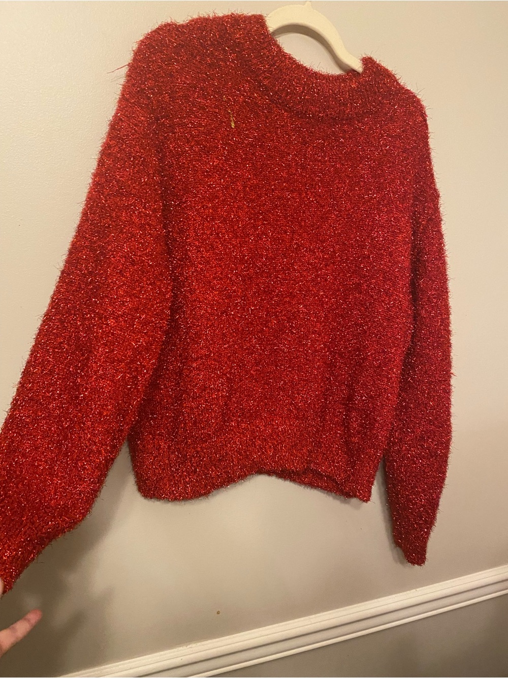H&M Red Metallic Crewneck Sweater